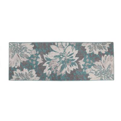 China Usewashable Lengthen Printed Jacquard Weave Rug Antislip Green Bedroom Carpet Roll for sale