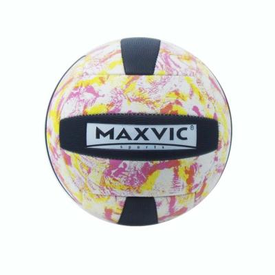 China New Design Soft Touch Good Quality Ins Color Feather Block Volleyball Synthetic Leather for sale