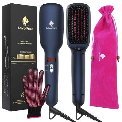 China Household Ceramic Fast Electric Hair Straightening Brush Hair Straightener Brush for sale