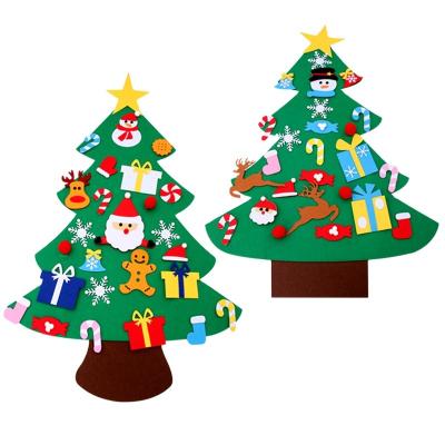 China Other New Christmas Decoration Oversized Kids DIY Handmade Puzzle Felt Cloth Christmas Tree Gift Hanging Decorations for sale