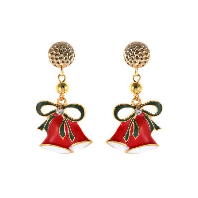 China Trendy European American Red Border Christmas Oil Bell Drop Earrings Drip Earrings New Jewelry Christmas Pendant Ladies for sale