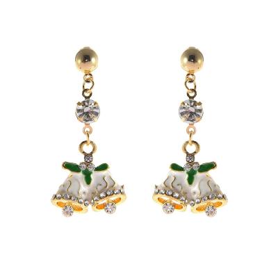 China FASHIONABLE European American Jewelry Christmas Bell Shape Rhinestone Border Earrings Fashion Ladies Christmas Gift Stud Earrings for sale