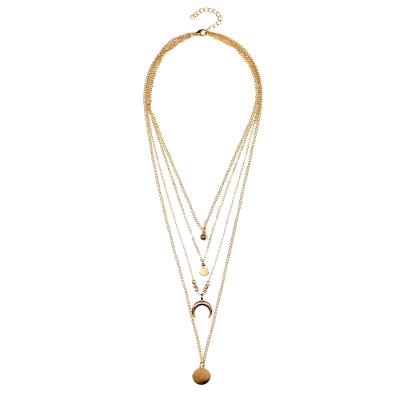 China The other Europe and the United States new jewelry fashion multilayer moon border personality round pendant women's necklace for sale