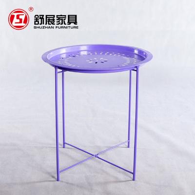 China (Size)Small Adjustable Sofa Side Metal Round Accent Rustproof And Waterproof Folding Coffee End Tray Table For Sale for sale