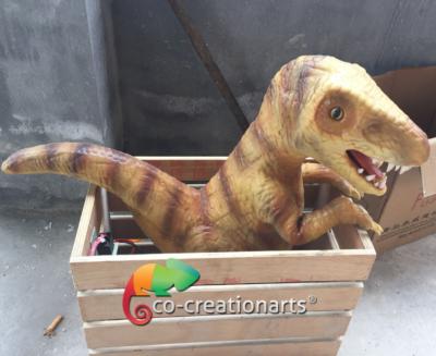 China Custom Animatronics Dinosaur Puppets Life Size Baby Attraction With Wooden for sale