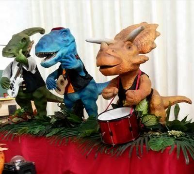 China Custom Funny Attraction Music Party Rocking Dinosaur Animatronic Band for sale