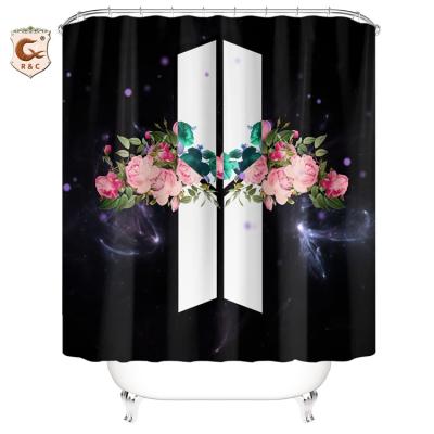 China Viable Customized Printing Designers Bathroom Set With Mats And Shower Curtains for sale