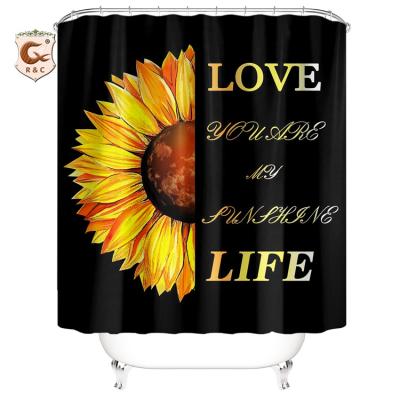 China Sustainable Wholesale Butterfly Sunflower 4pcs Shower Curtains Set For Bathroom for sale