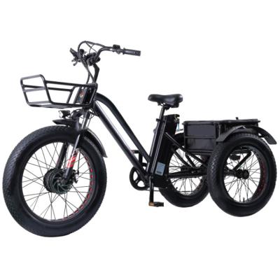 China Cargo Fat Alloy Frame 48v 500w 3 Wheel Electric Tricycle For Adults for sale