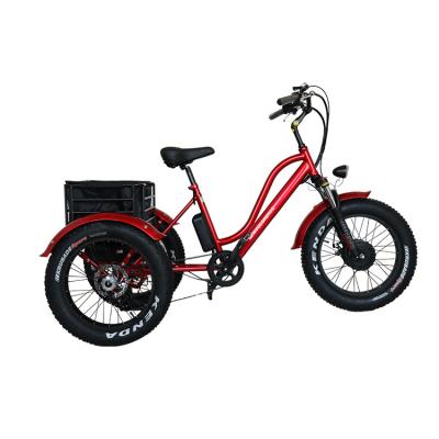 China 500W Three Wheel Electric Cargo Tricycle Fat Tire Tricycle Mountain Ebike Cargo Tricycle for sale