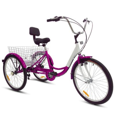 China Cargo tricycle bicycle with shopping basket for big wheel older outdoor adult tricycle for sale