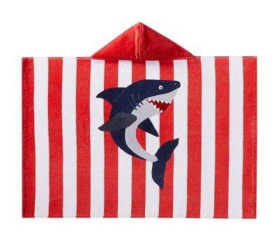 China Poncho Children Kid Hooded Beach Towel Microfiber Suede Beach Bath Towels Shark Quick Dry Safe For Kids Children With Hood for sale