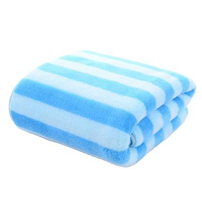 China Home Use Warm Cheap Quick-Dry Towel High Quality Fleece Wide-striped Coral Suit Use for sale