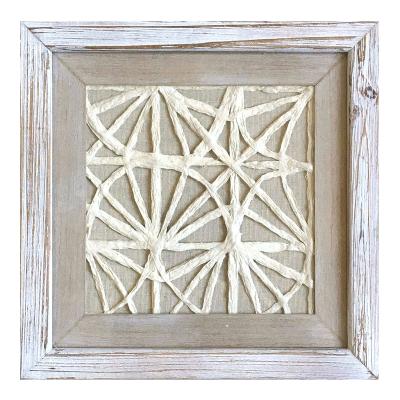 China Wooden Frame Wood Framed Rice Paper Wall Art, Rustic Farmhouse Style Wall Hanging Decor Handmade Paper Artwork for Home Office Decoration for sale