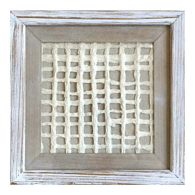 China Wooden Frame Wood Framed Rice Paper Wall Art, Rustic Farmhouse Style Wall Hanging Decor Handmade Paper Artwork for Home Office Decoration for sale