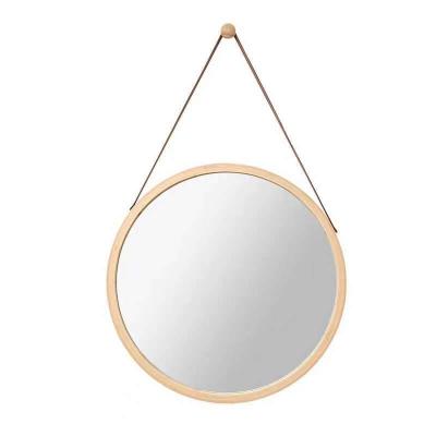 China Viable Wholesale Bamboo Portable Hotel Bathroom Wooden Frame Girls Cosmetic Table Mirror for sale