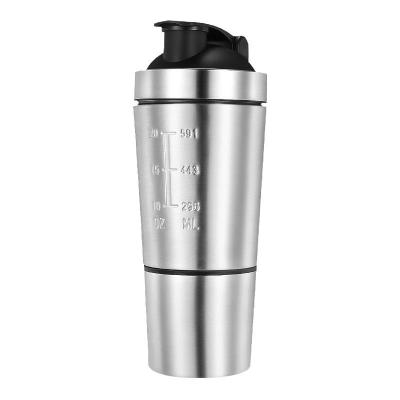 China 2021 New Design 750ML Shaker Flask Custom Logo Cup Viable Gym Protein Stainless Steel Shaker Bottle for sale