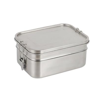 China Amazon Microwavable Top Selling Leakproof Sealed Stainless Steel Bento Kids Childrens Lunch Box Double Layer School Goods for sale