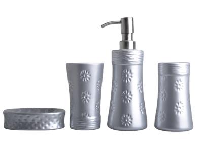 China Welford Hot Selling 4 Pcs Sustainable Sandstone Metallic Ceramic Set And Mat Finishing Ceramic Bathroom Accessories for sale