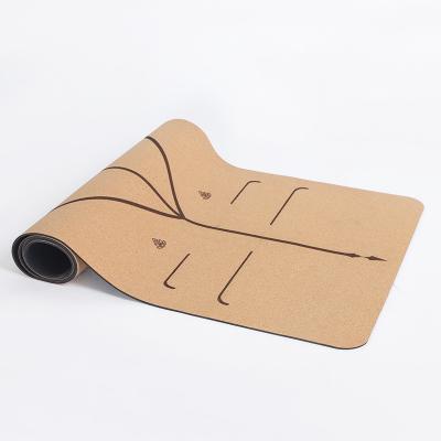 China Custom Eco Friendly Wholesale 183*66*0.5cm Printing Cork Strip Private Label Cork And Natural Rubber Pilates Yoga Mat Yoga Mat Set for sale