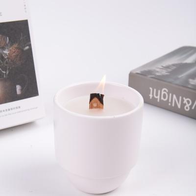 China Free Sample Elegant Home Decor Cylinder Ceramic Matte Logo Candle Cup Nordic Custom White Candle Jar For Home for sale