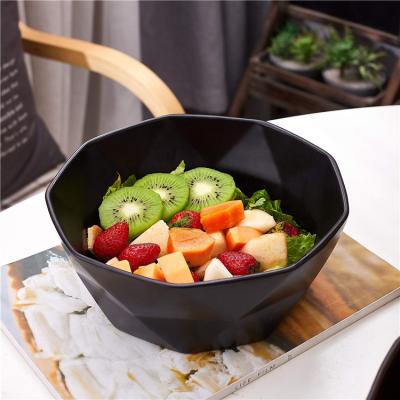 China Viable modern design geometry big bowl matte black serving fruit salad for sale