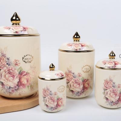 China Viable Luxury Custom Made Porcelain Canister Coffee Tea Container Ceramic Food Storage Jar for sale