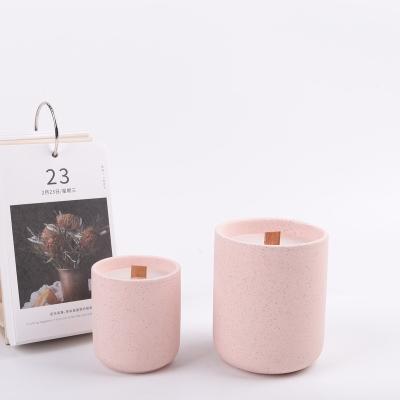 China Nordic Wedding Ceramic Vessels Matte Pink Candle Jar Simple Empty Cylinder Candle Home Elegant Decor for sale