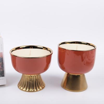 China Modern Home Decor Elegant Home Decor Gift Opens Ceramic Luxury Wedding Home Decor Candle Vessel Cup Candle Jar for sale