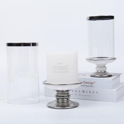 China Wedding Elegant Home Luxury Multi-size Decor Cylinder Pillar Hurricane Handmade Clear Glass Candle Holder for sale