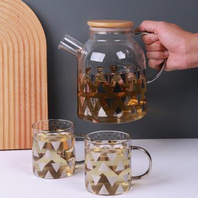 China Heat resistant handmade custom nteapot printing borosilicate logo stocked glass tea cup sets for sale