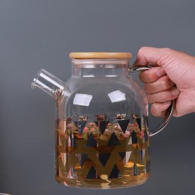 China Promotion 1.8L Drinking Water Teapot Stocked Glass With Lid Stainless Steel Bamboo Lid for sale