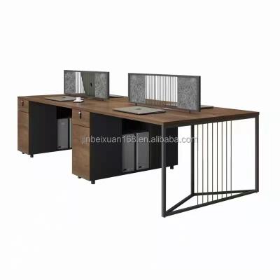 China Two Seat Workstation Desk / Four Seat Style Office Furniture Convertible MDF And Chrome Frame for sale