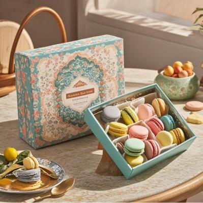 Cina Verniciatura Macaroon Favour carta scatole regalo per alimenti imballaggio con divisore in vendita