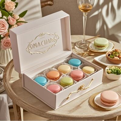 China Magnetische Kraftpapier-Geschenk-Bäckerei-Verpackungskisten für Macaron-Donuts zu verkaufen