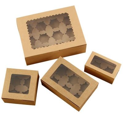 China OEM Kraft Paper Paper Cupcake Pastry Cake Box Verpakking Met Venster Te koop