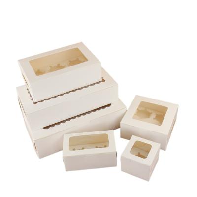 China Witte bruine mini papier Kraft gebakdozen Taart proeven met compartimenten Te koop