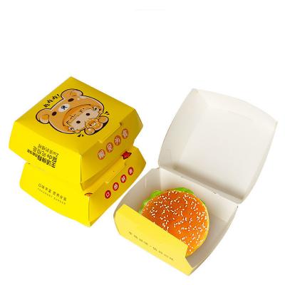 China Burger Box Food Grade Paper Packaging Customized Printing Logo Clam Box Container Burger Box for sale