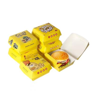 China Recyclable white cardboard burger box custom printed logo, disposable fast food packaging box for sale