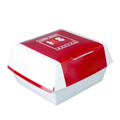 China Foldable white cardboard disposable food burger box customized color printed logo burger box for sale