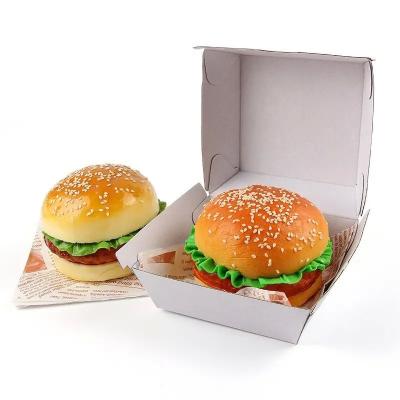 China Foldable cardboard food grade burger packaging box wholesale custom logo fast food box for sale