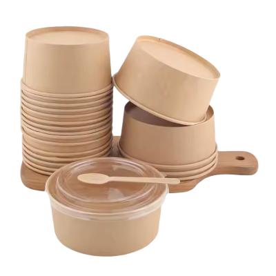 China Eco-Friendly Custom Logo Kraft Paper Bowls  Recyclable Disposable Takeout Containers for Food Packaging for sale