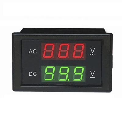 China AC Digital Voltmeter AC 80-150V Volt Meter DC 0-600V Volt Tester Panel Detector Dual LED Display Voltage Monitor Meter 68*38mm for sale