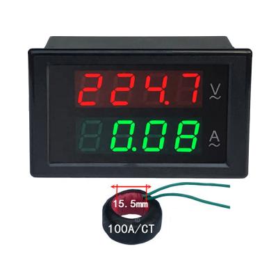 China 4 Digits LED Digital Current Voltage Ampere Multimeter 110V/220V AC 80V-300V/100A Voltmeter Voltmeter Ammeter Gauge 68x38 mm Red and Green for sale