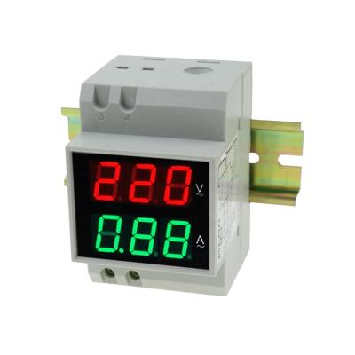 China AC80-300V 99.9A Micro Voltage Ampere Voltage Tester AC80-300V 99.9A Micro Current Digital Ampere Volt Meter Volt AC Monitor LED Display Din-Rail 68 x 38mm for sale