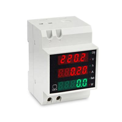 China Multifunction DIN Rail Digital Multimeter AC Voltmeter Ammeter Power Energy KWH Meter Power Factor Accumulation Time Monitor 54*45*16mm for sale