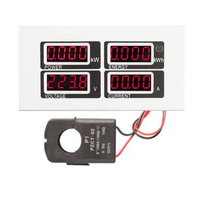 China Digital Multimeter AC Voltage Amperage Power Energy 4 In 1 Meter Volts Amps Test Indicator 80-260V 100A 22kW 9999kWh 111.7 x 54mm Red for sale