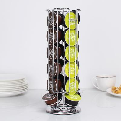 China Sustainable Rotating Coffee Pod Rack Stand Up Stainless Steel Coffee Capsule Storage Rack for sale