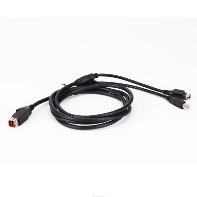 China POS Equipment 24V Powered Cable 24V From USB To USB-B Male And Hosiden Plug Wire Harness for sale