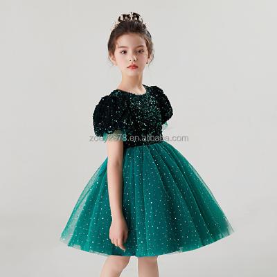 China Anti-wrinkle solid color girls' dress, beaded puffy skirt, custom made by Huatong manufacturer for sale